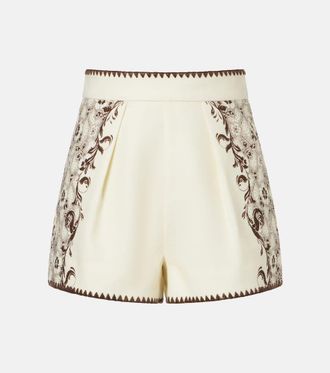 Alemais Printed linen and cotton shorts