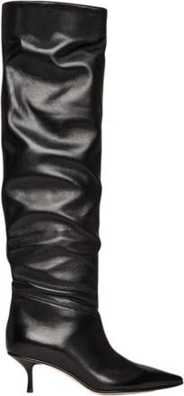 Scarosso Barbara Laars met Hak - Dames - Laarzen met Hak - Zwart - 35 EU - Leer - Schoenen