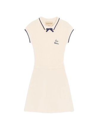 Valentino Garavani Gebreide mini-jurk met strik - Beige