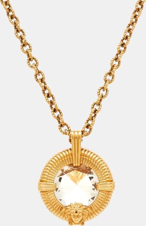 Versace Medusa Crystal Gold Tone Long Pendant Necklace