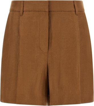 Brunello Cucinelli Korte Broeken, Dames, Bruin, M, Linnen, Sartorial Shorts