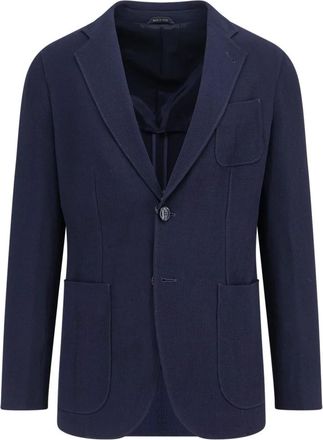Giorgio Armani Blauwe Wollen Blend Italiaanse Blazer - Heren - Blazers - Blauw - 2XL - Wol - Jassen