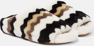 Chloé Saam chevron shearling slides