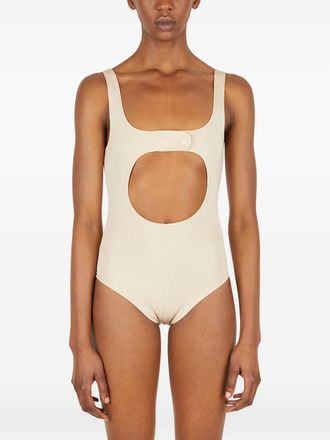 Courr&egrave;ges cut-out bodysuit - women - Spandex/Elastane/Viscose/Nylon - 2 - Neutrals