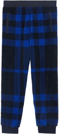 Burberry check-pattern fleece track pants - men - Polyester/Wool - M - Blue