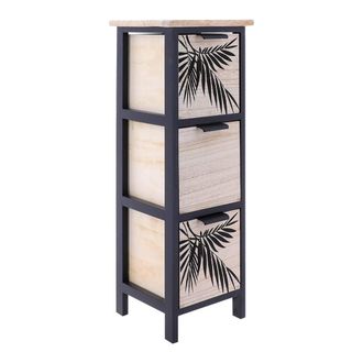 Tendance Paulownia Mdf Muebles De &Aacute;lamo 3 Cajones Decoraci&oacute;n De Plantas Aloha Tiradores De Metal - Negro Natural - Tendance