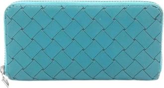 Bottega Veneta Pre-owned Intrecciato Rubber Long Zip Wallet - Heren - Vintage Accessoires - Blauw - ONE Size - Vintage