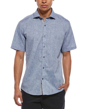 Tailorbyrd Tailorbyrd Yarn Dyed Melange Linen-Blend Shirt