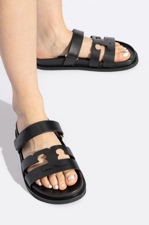 Tory Burch Leather Slides Ines, Womens, Black