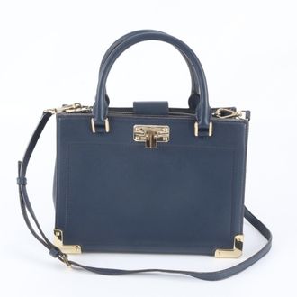 Michael Kors Navy Leather Handbag Shoulder Bag Tote Bag (Pre-Owned)