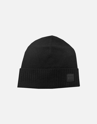 HUGO BOSS Mens Hugo Boss Mens Black Knitted Akaio Hat - Size: ONE size