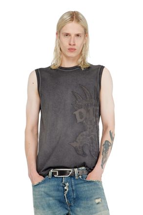 Diesel Sleeveless jersey top with embossed graphics - T-Shirts - Man