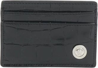 Versace Croco Print Lederen Kaarthouder - Heren - Portefeuilles - Zwart - ONE Size - Leer - Accessoires