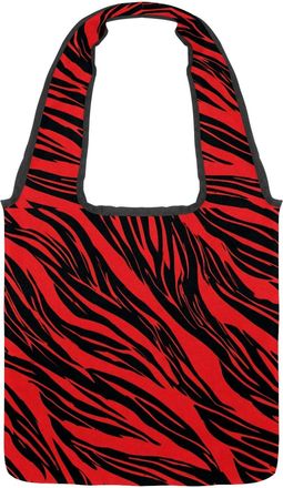 Generic Red Zebra Stripes Reversible Canvas Shoulder Tote - Double-Sided Print, 12oz Cotton, 27cm Drop, Fold-Flat Bag for Travel, Shopping, Street Outings
