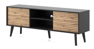 AKL FURNITURE Mueble para TV efecto madera Crema y Negro