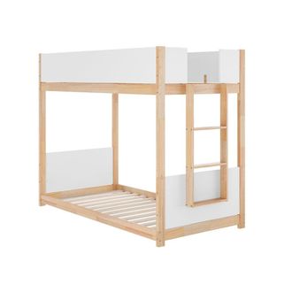 Flash Furniture Bunk Bed Twin Over Twin, Convertible Solid Wood Bunk Bed Frame, White/Natural