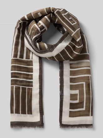 Altea Schal aus Leinen-Mix mit Fransenabschluss in Mittelbraun, Gr&ouml;&szlig;e 1