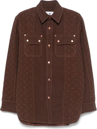 Marine Serre Camicia con motivo Moon jacquard - Marrone