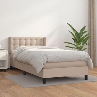 vidaXL Cama Box Spring Con Colch&oacute;n Cuero Sint&eacute;tico Capuchino 90x200 Cm Vidaxl