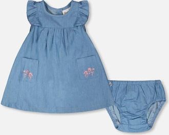Deux par Deux Light Blue Chambray Dress and Bloomer Set in Light Blue Denim at Nordstrom, Size 18M
