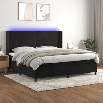 vidaXL Vidaxl - Cama Box Spring Colch&oacute;n Y Led Terciopelo Negro 200x200 Cm