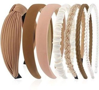 OEM Conjunto De Diademas Para Mujer - Set De 7 Piezas - Varios Estilos - Adornos De Perlas - Pl&aacute;stico - Apto Para Ni&ntilde;as Y Mujeres - Azul