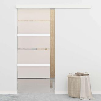 vidaXL Vidaxl - Puerta Corredera Vidrio Esg Y Aluminio Plateado 76x212 Cm