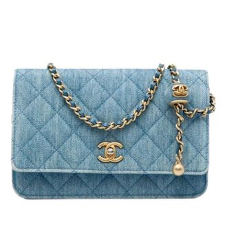 Chanel Pre-owned Wallet on Chain - Dames - Pre-owned - Blauw - Maat: ONE Size Leer