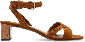 Jimmy Choo London Rori 45 Sandalen met Hak - Dames - Sandalen met hakken - Bruin - 35 EU - Su&egrave;de - Schoenen
