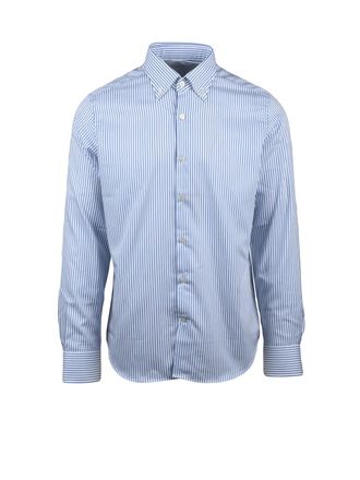 Ghirardelli Tailored Stripe Pattern Cotton Shirt For Casual Elegance