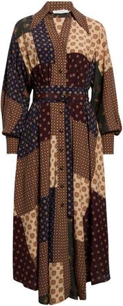 Zimmermann Patchwork Foulard Print Long Sleeve Midi Dress in Geo Patch Print at Nordstrom, Size 2