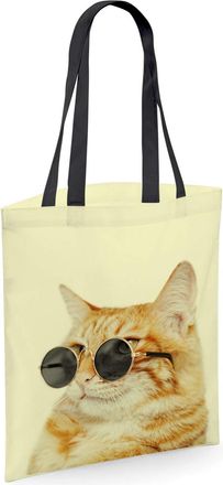 Bang Tidy Clothing Ginger Cat Gifts - Reusable Shopper Shoulder Tote Bags with Cats - Lemon