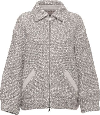 D.exterior Beige Sequined Wool-Blend Bomber Jacket