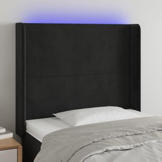 vidaXL Cabecero Con Led De Terciopelo Negro 93x16x118/128 Cm Vidaxl