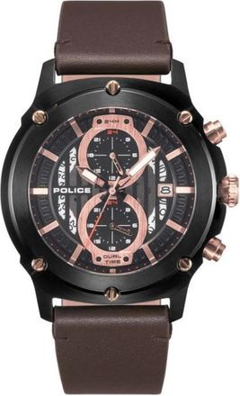 Police Heren Horloge Bruin Leer 46mm Lulworth Pl. 15917Jsb-02A - Heren - Horloges - Zwart - ONE Size - Leer - Accessoires