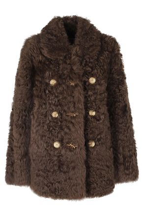 Ports 1961 Chocolate Ovine Fur Gold Detail Coat