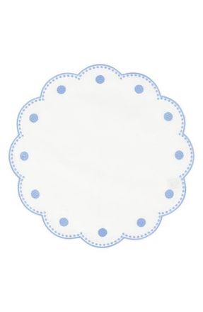 Vietri Tessuti Set of 4 Round White Linen Placemats with Blue Dot Embroidery at Nordstrom
