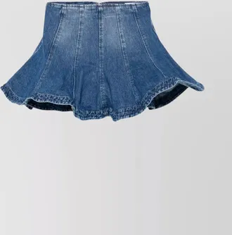 Msgm denim paneled a-line skirt