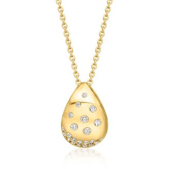 Ross-Simons Scattered-Diamond Teardrop Necklace in 18kt Gold Over Sterling