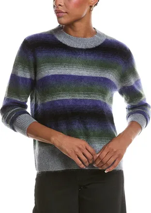 Autumn Cashmere Brushed Ombre Stripe Crewneck Cashmere Sweater
