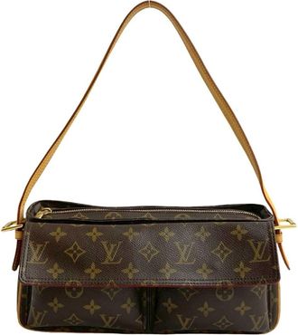 Louis Vuitton Brown Leather Pvc Shoulder Bag Tote Bag (Pre-Owned)