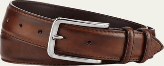 Bontoni Mens 35mm Burnished Leather Belt