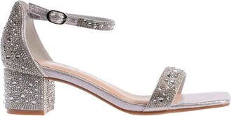 Lady Couture Womens Lady Couture Dazzle Sandals Silver Rhinestone Block Heel ZAP1627