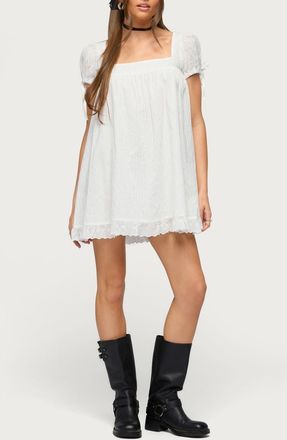 Edikted Eyelet Embroidery Minidress in Cream at Nordstrom, Size X-Small