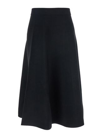 Max Mara Black Solid Midi Skirt