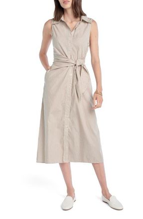 Favorite Daughter The Good Behavior Stripe Tie Waist Shirtdress in Soft Taupe Stripe at Nordstrom, Size X-Large