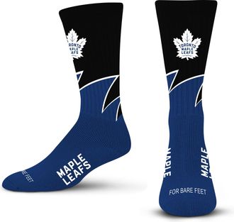 For Bare Feet Black Wave Crew Sock NHL Large