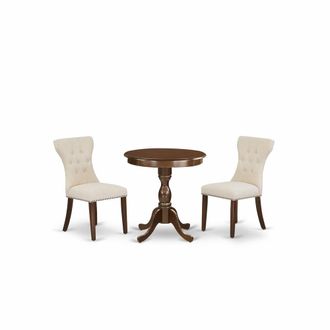 East West Furniture ESGA3-MAH-32 - 3-Pc Dinette Set - 2 Parson Dining Chairs and 1 Dining Room Table (Mahogany Finish)
