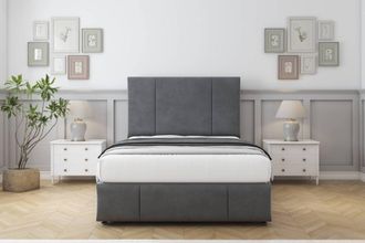 Comfort Beds Arya Coniston Divan Set No Drawers-26 Headboard-Footboard in Dark Grey | Size: Super King
