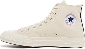 Comme Des Gar&ccedil;ons Mens Play High-Top Sneaker White Canvas Rubber
